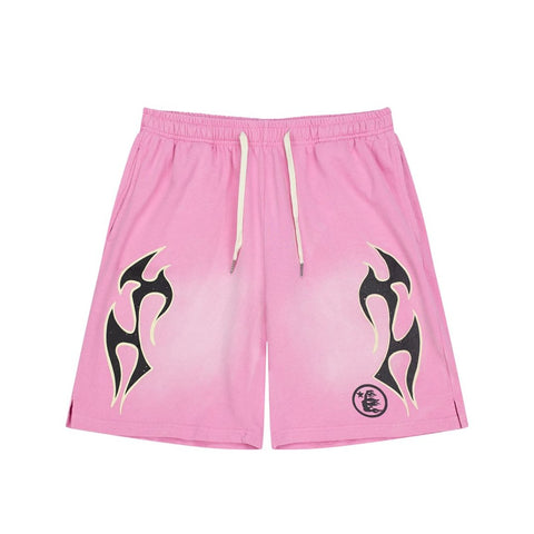 Retro Distressed Flame Graphic Casual Summer Street Shorts