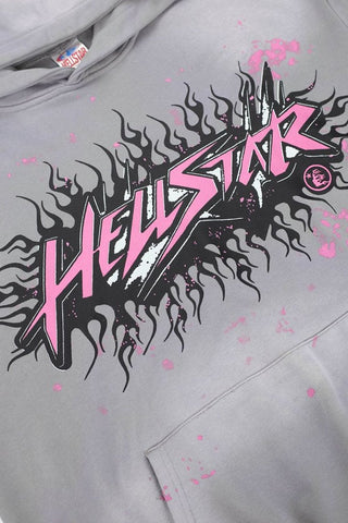 Y2K Gothic Street‑Wear Grey Hoodie Double‑Sided Graphic Drawstring Pullover