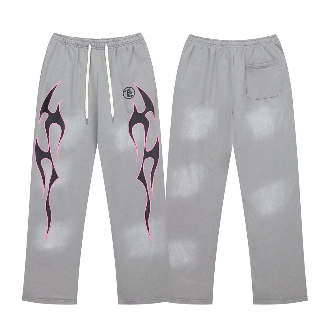 Y2K Street Elastic Drawstring Waist Wide‑Leg Graphic Casual Sweatpants