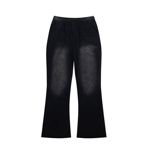 Street Style Skull Letter Print Elastic Waist Flared Pants