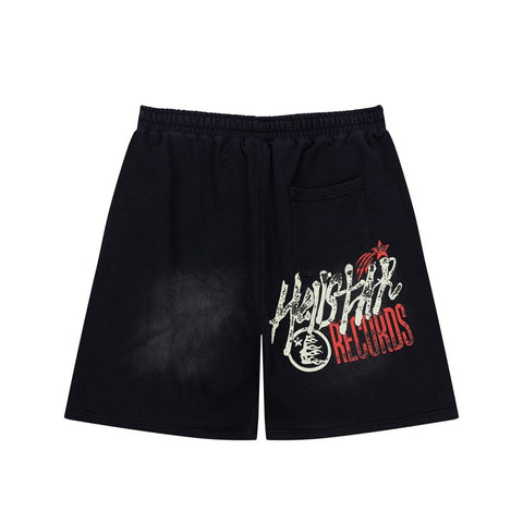 Dark Street‑Style Graphic‑Print Drawstring Summer Shorts