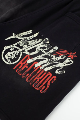 Dark Street‑Style Graphic‑Print Drawstring Summer Shorts