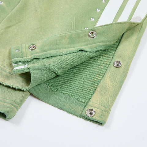 Rough Play Rhinestone Track Pants green