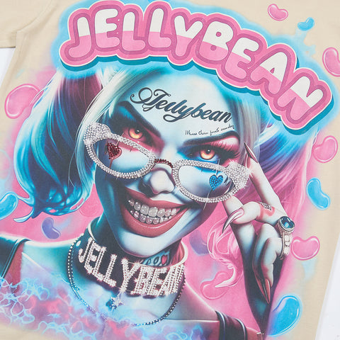 Jellybean Harley-Inspired Graphic Tee | Beige Pink Print