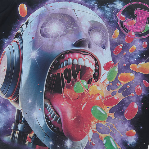 Jellybean Robot Explosion Graphic Tee | Black Space Print
