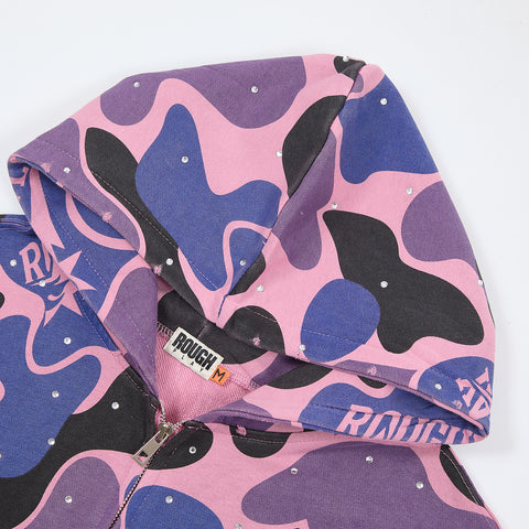 Rough Play Camo Zip Hoodie | Pink / Purple