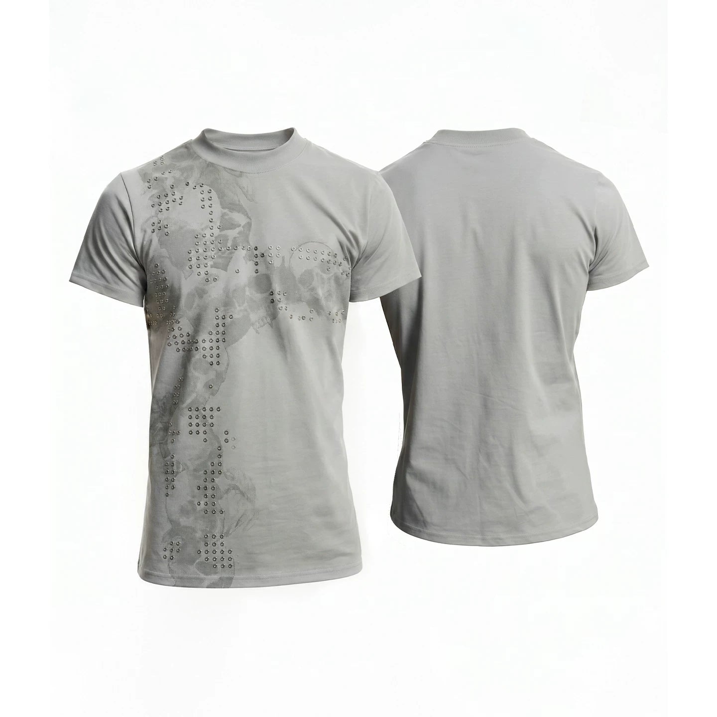 DND4DES American street hot stamping cross short sleeved light Asian skull print slim fit pure cotton round neck T-shirt