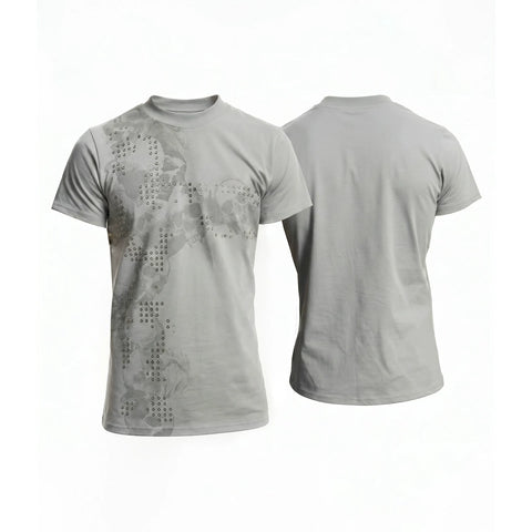 DND4DES American street hot stamping cross short sleeved light Asian skull print slim fit pure cotton round neck T-shirt