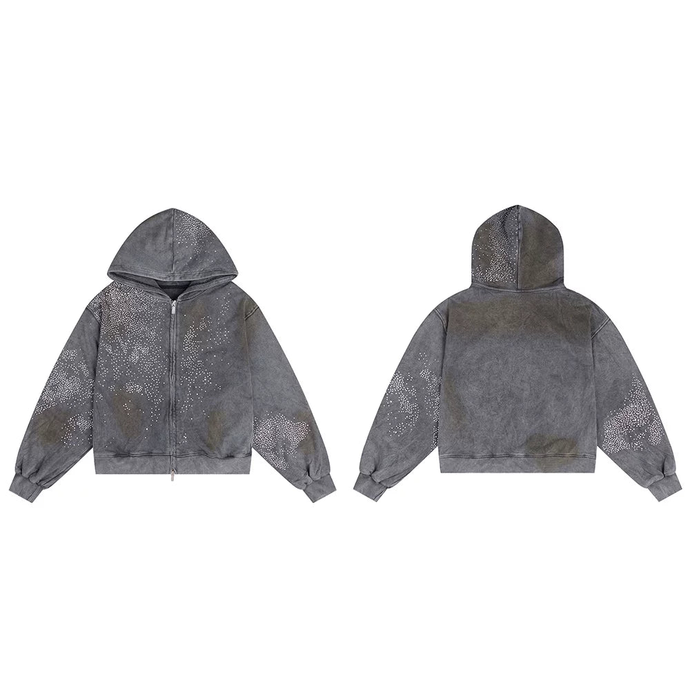 DND4DES American washed hooded sweatshirt, Wang Yiheng's same style, made of old mud dyed cotton loose jacket