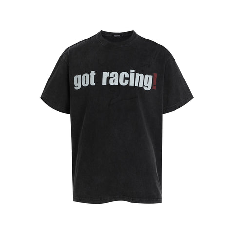 HermitCreate Racing Series Old Wash Print Vintage Creative Spoof Boxy