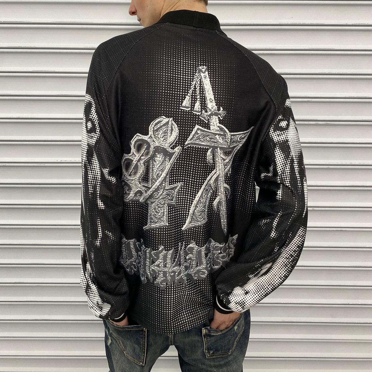 DND4DES American Blokecore Hellhound Printed Sports Collar Long Sleeve T-shirt Shirt Speed Drying Soccer Suit