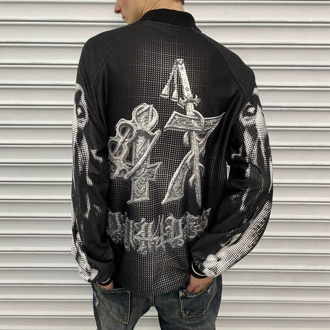 DND4DES American Blokecore Hellhound Printed Sports Collar Long Sleeve T-shirt Shirt Speed Drying Soccer Suit