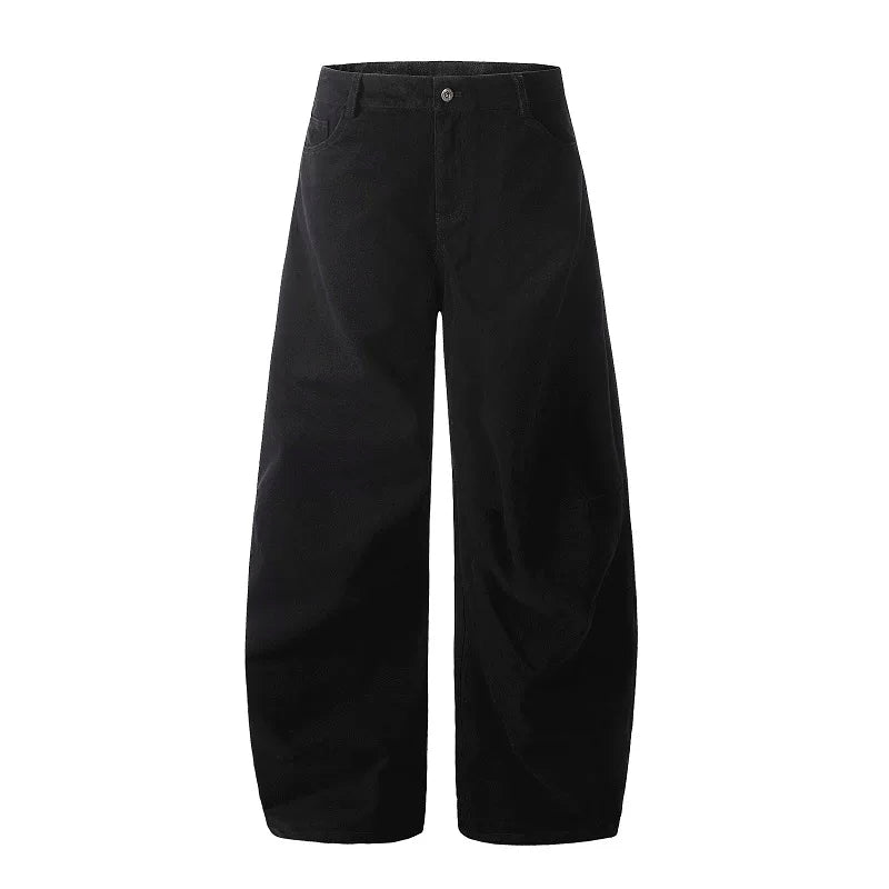 A PUEE American retro distressed pleated work pants men's trendy straight tube slightly flared slimming cleanfit curved knife pants