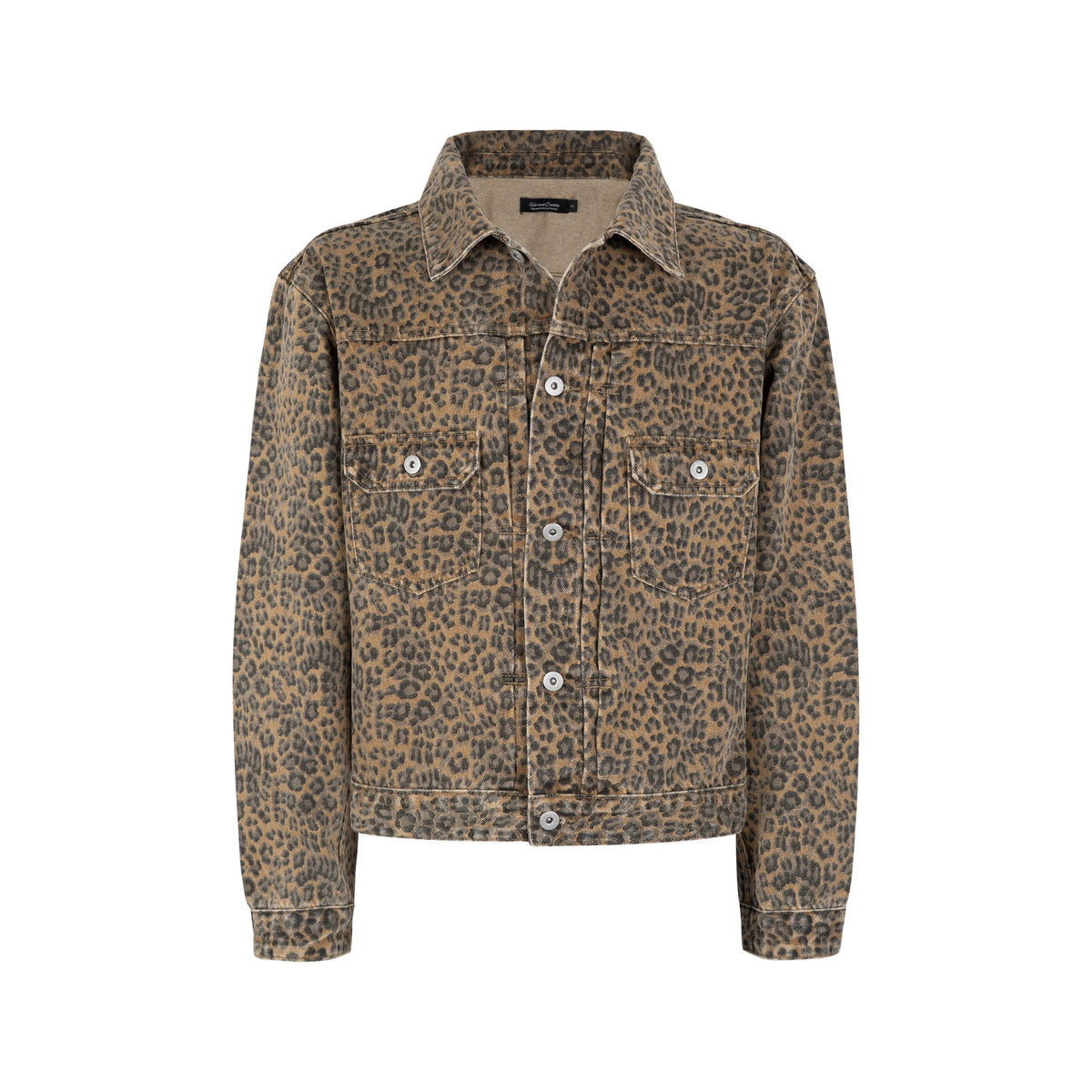 HC/HermitCreate vintage washed leopard print five-star jacket with short and wide denim for street wear