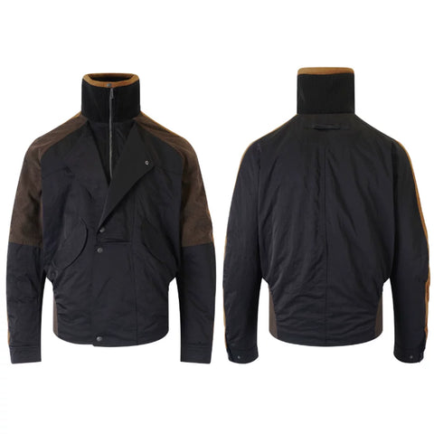 DND4DES American street double breasted contrasting splicing suede corduroy cotton jacket jacket design sense