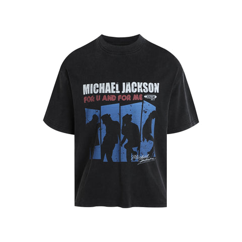 HermitCreate washed heavyweight short sleeved vintage character Michael parody band print merchandise