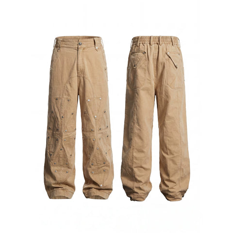 DND4DES American street heavy industry deconstruction design sense casual pants washed and worn loose work pants long pants