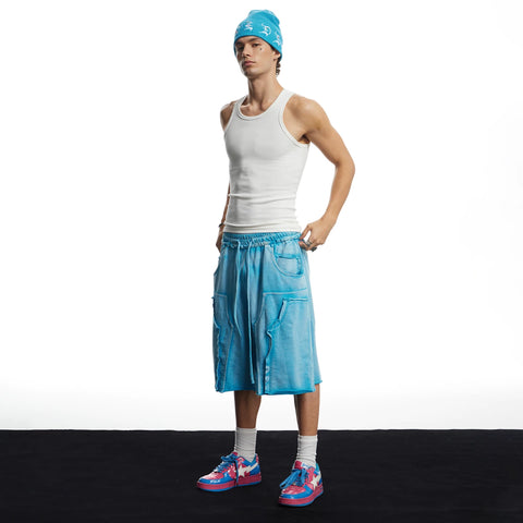 DND4DES American street casual deconstruction washed heavy-duty distressed cropped pants made of pure cotton shorts and loose sweatpants
