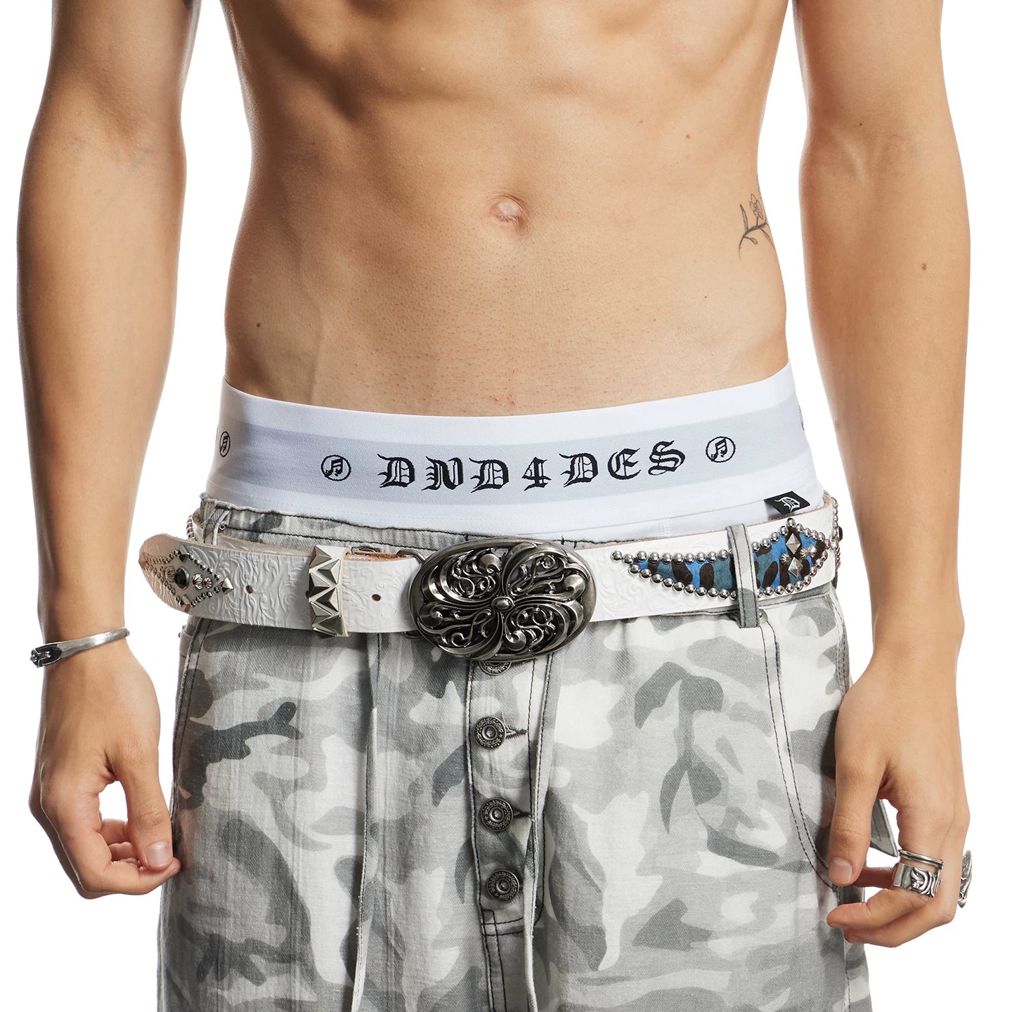 DND4DES Honeysuckle Pattern Note Printed Modal Quick Drying Breathable Antibacterial Ice Feel Flat Corner Underwear for Men and Women
