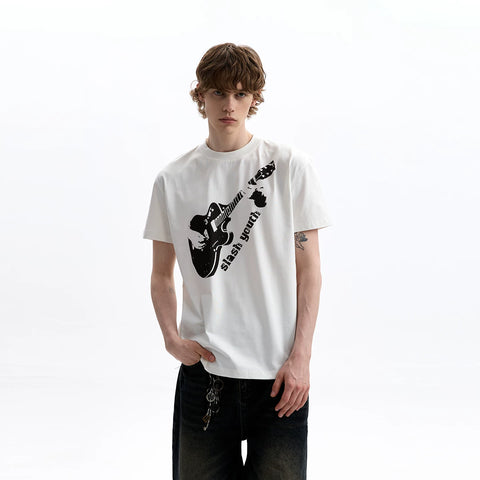 A PUEE American retro boxy version shoulder short sleeved T-shirt clean fit silhouette short versatile top summer