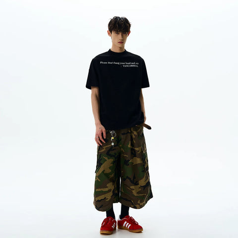 A PUEE American Retro Cleanfit Letter Slogan Punched Short Sleeve T-shirt High End Versatile Loose Top