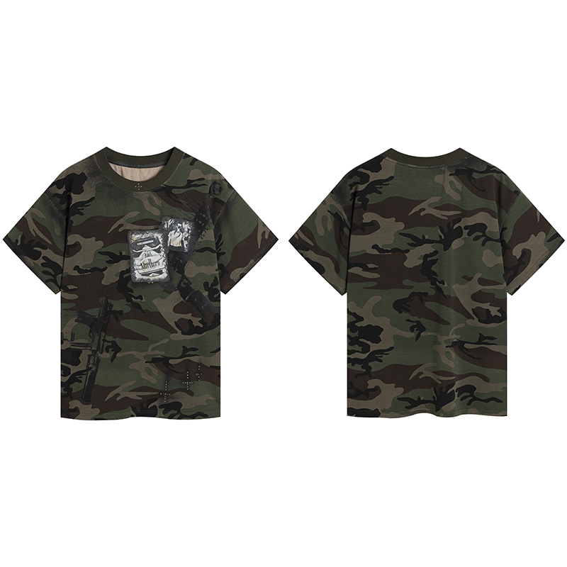 DND4DES China-Chic Cross Hot Drill Short Sleeve T-shirt Youth Applicable Breathable Cotton Top