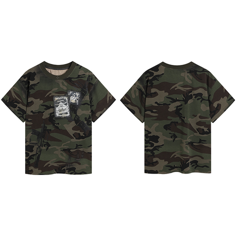 DND4DES China-Chic Cross Hot Drill Short Sleeve T-shirt Youth Applicable Breathable Cotton Top