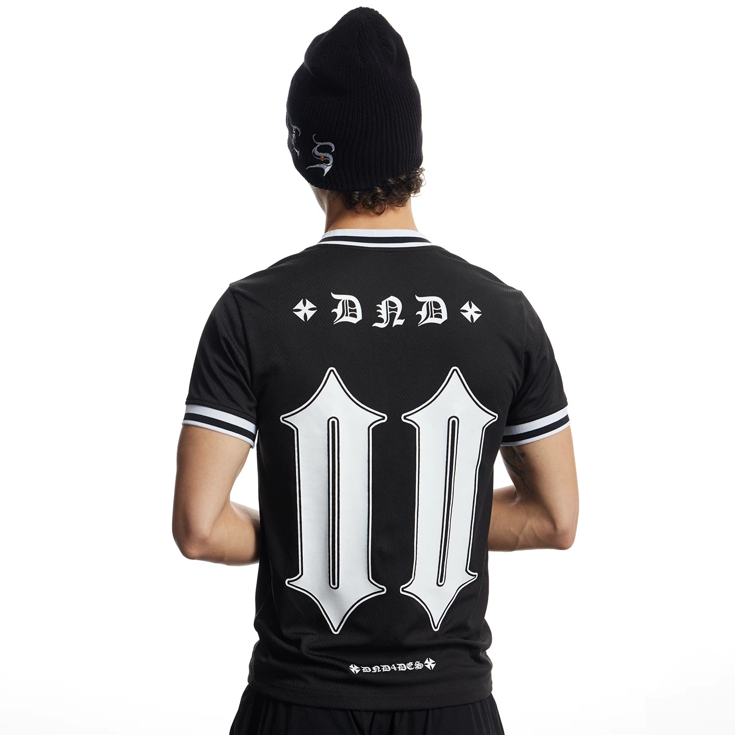 DND4DES American street retro slim fit jersey with Gothic alphanumeric print mesh breathable short sleeved T-shirt