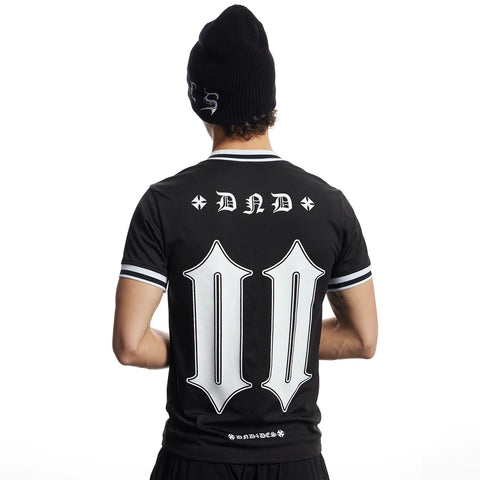 DND4DES American street retro slim fit jersey with Gothic alphanumeric print mesh breathable short sleeved T-shirt