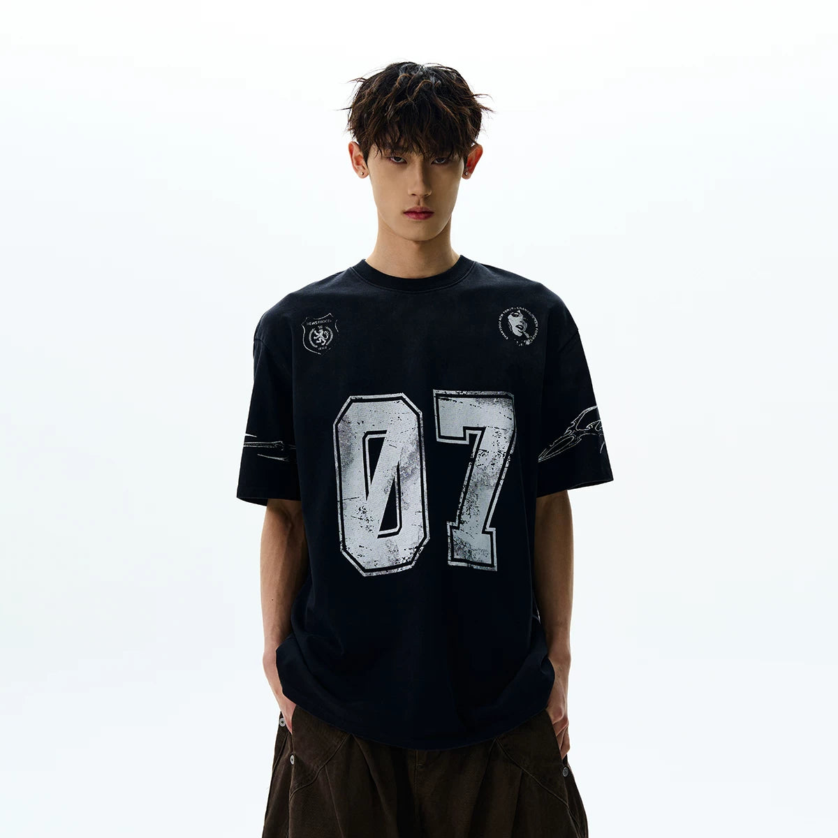 A PUEE American retro vintage vintage do old dirty wash short sleeved T-shirt trendy and cool loose and versatile ball jacket summer