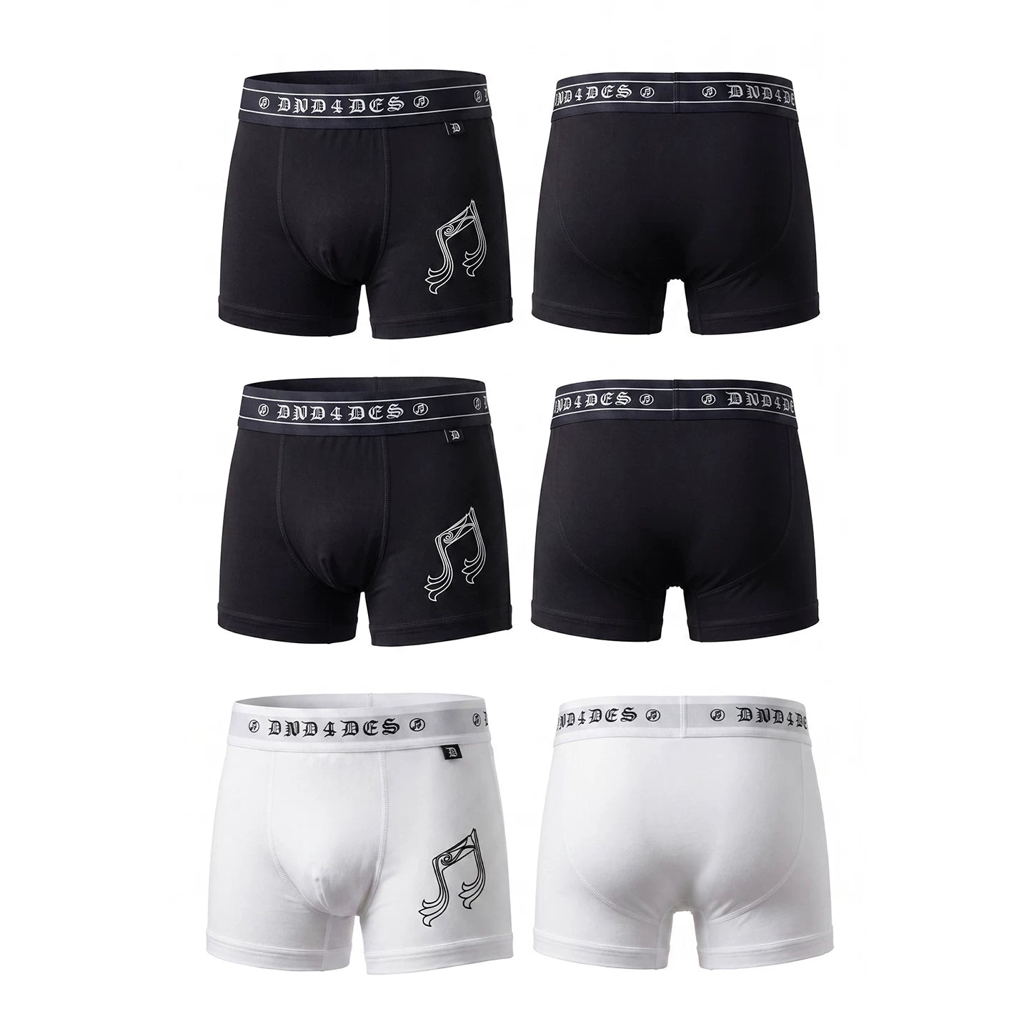 DND4DES Honeysuckle Pattern Note Printed Modal Quick Drying Breathable Antibacterial Ice Feel Flat Corner Underwear for Men and Women