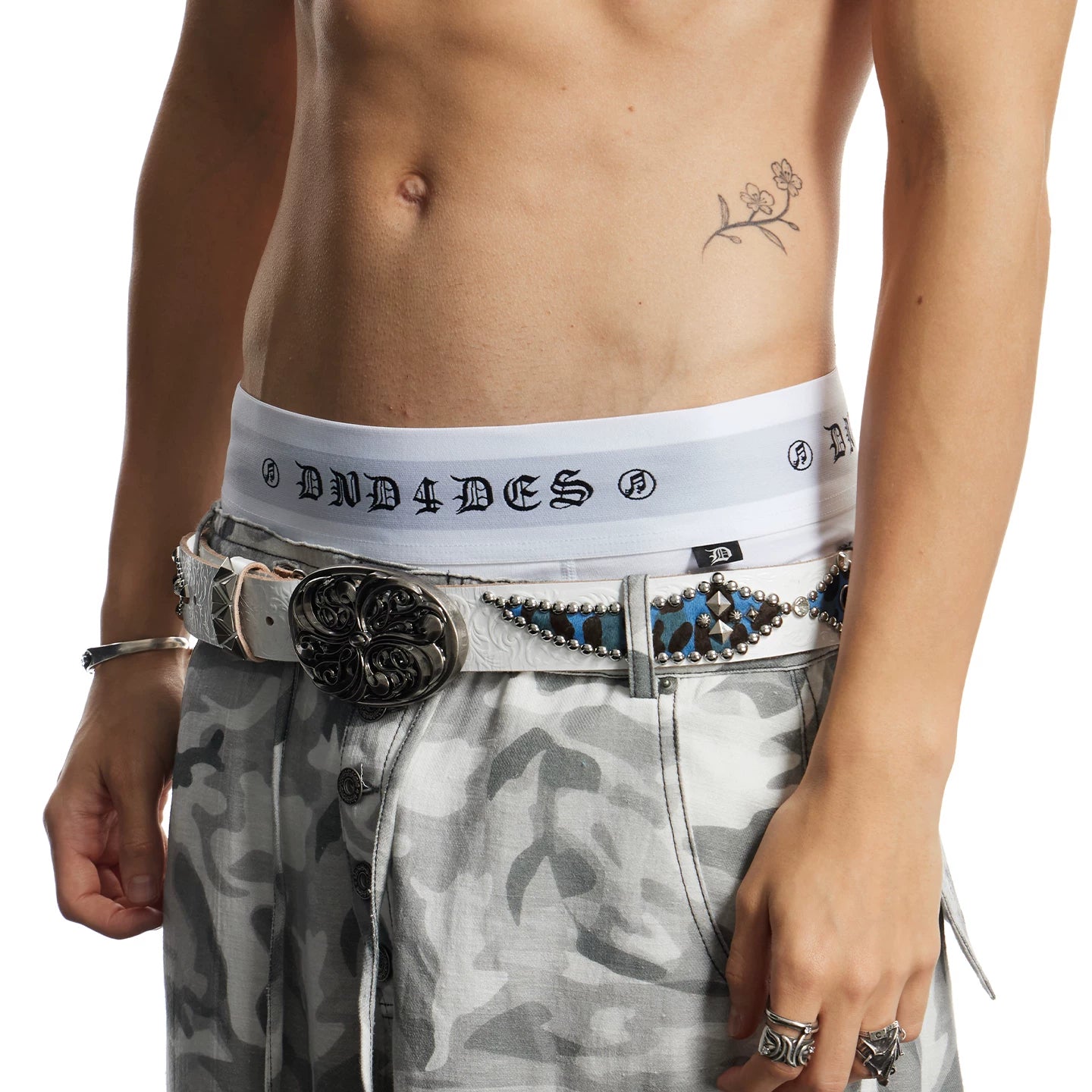 DND4DES Honeysuckle Pattern Note Printed Modal Quick Drying Breathable Antibacterial Ice Feel Flat Corner Underwear for Men and Women