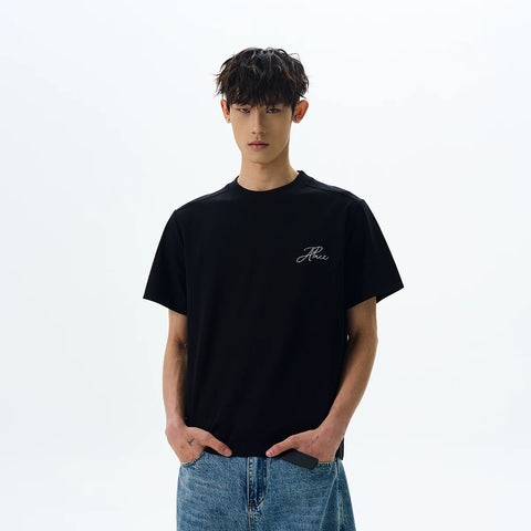 A PUEE original American retro cleanfit front shoulder basic short sleeved T-shirt with a high-end feel and versatile short top
