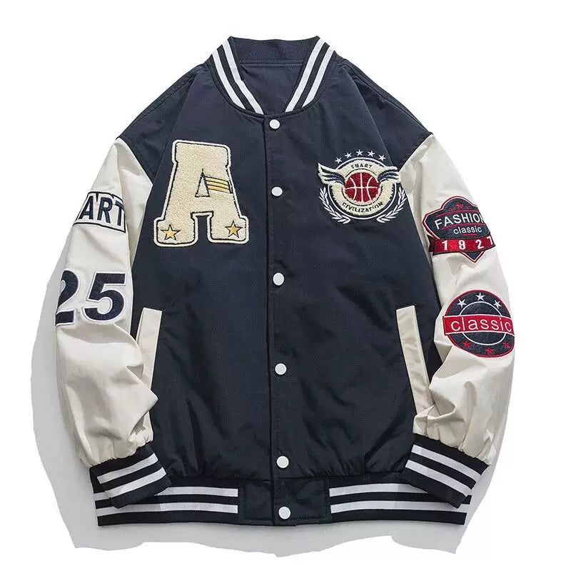 NASA联名美式麂皮绒棒球服男vintage春秋大码飞行员外套情侣夹克 (20)