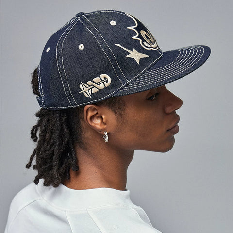 American Embroidered Baseball Hat Street Style Versatile Couple Casual Cotton Adjustable Flat brimmed Cowboy Hat