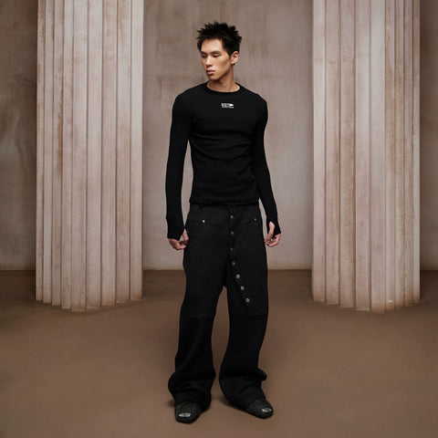 DND4DES American retro design, curved long breasted baggy silhouette, curved knife wool blend sweatpants, long pants