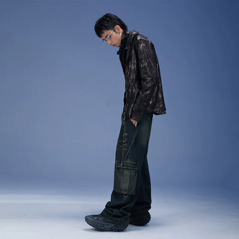 Nine ring big knife pants jeans retro straight tube DND4DES original youth trend black pants