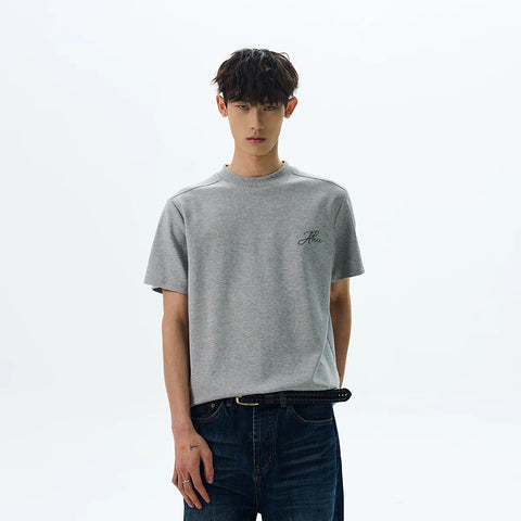 A PUEE original American retro cleanfit front shoulder basic short sleeved T-shirt with a high-end feel and versatile short top