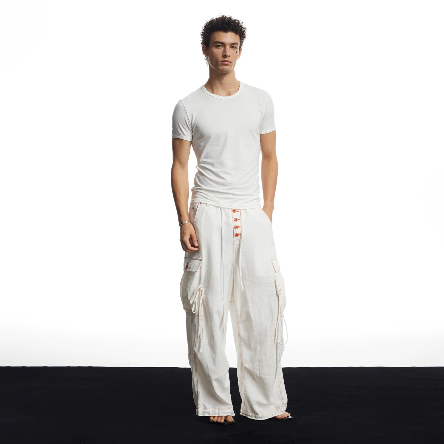 DND4DES cleanfit linen breathable and skin friendly commuting wide leg pants with multiple pockets and a hanging feel straight leg pants