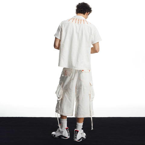 DND4DES American street contrasting bullet print linen shirt breathable and cool casual commuting short sleeved top