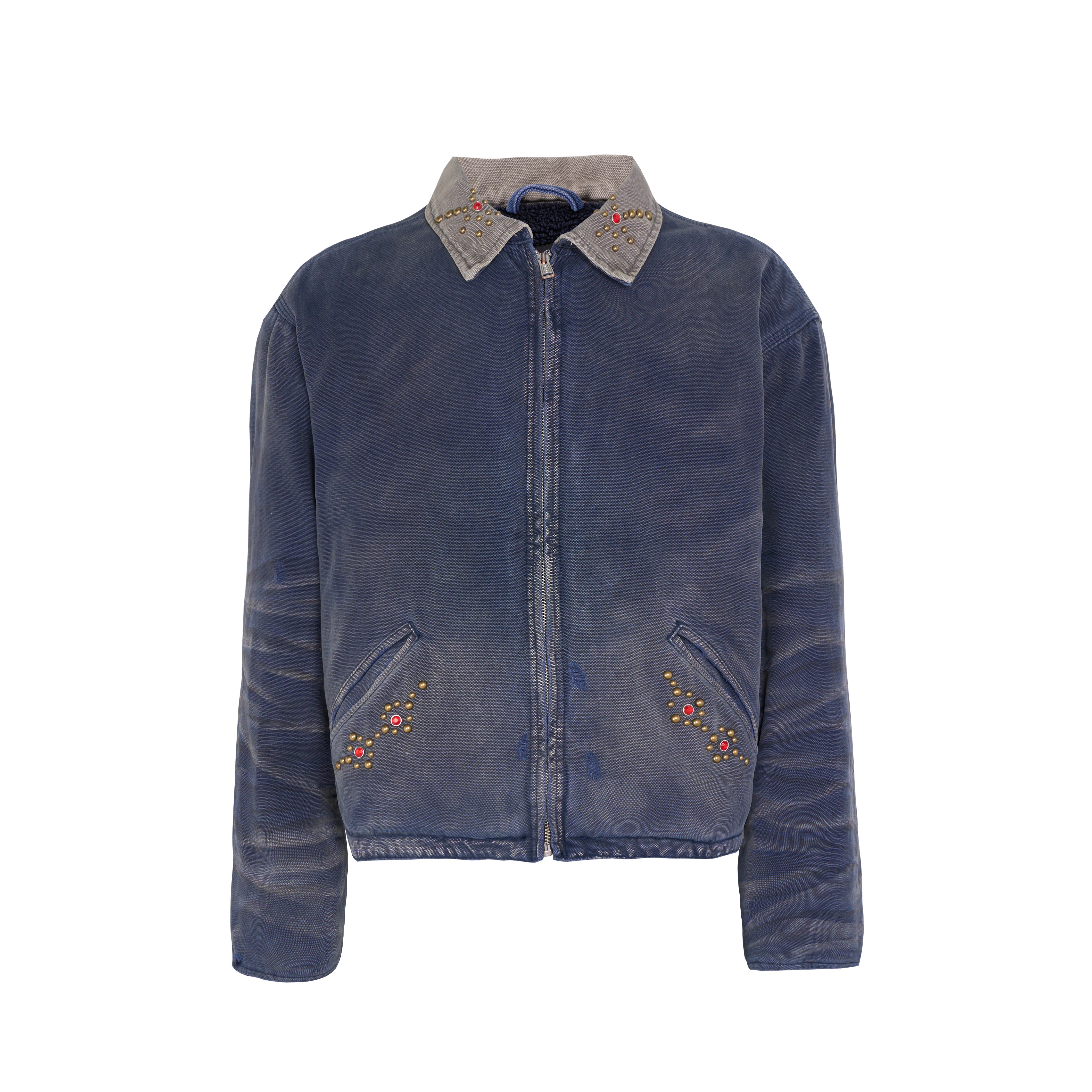 HC/HermitCreate washed rivet jacket made of old J97 fleece lining, street trend, autumn and winter thick style