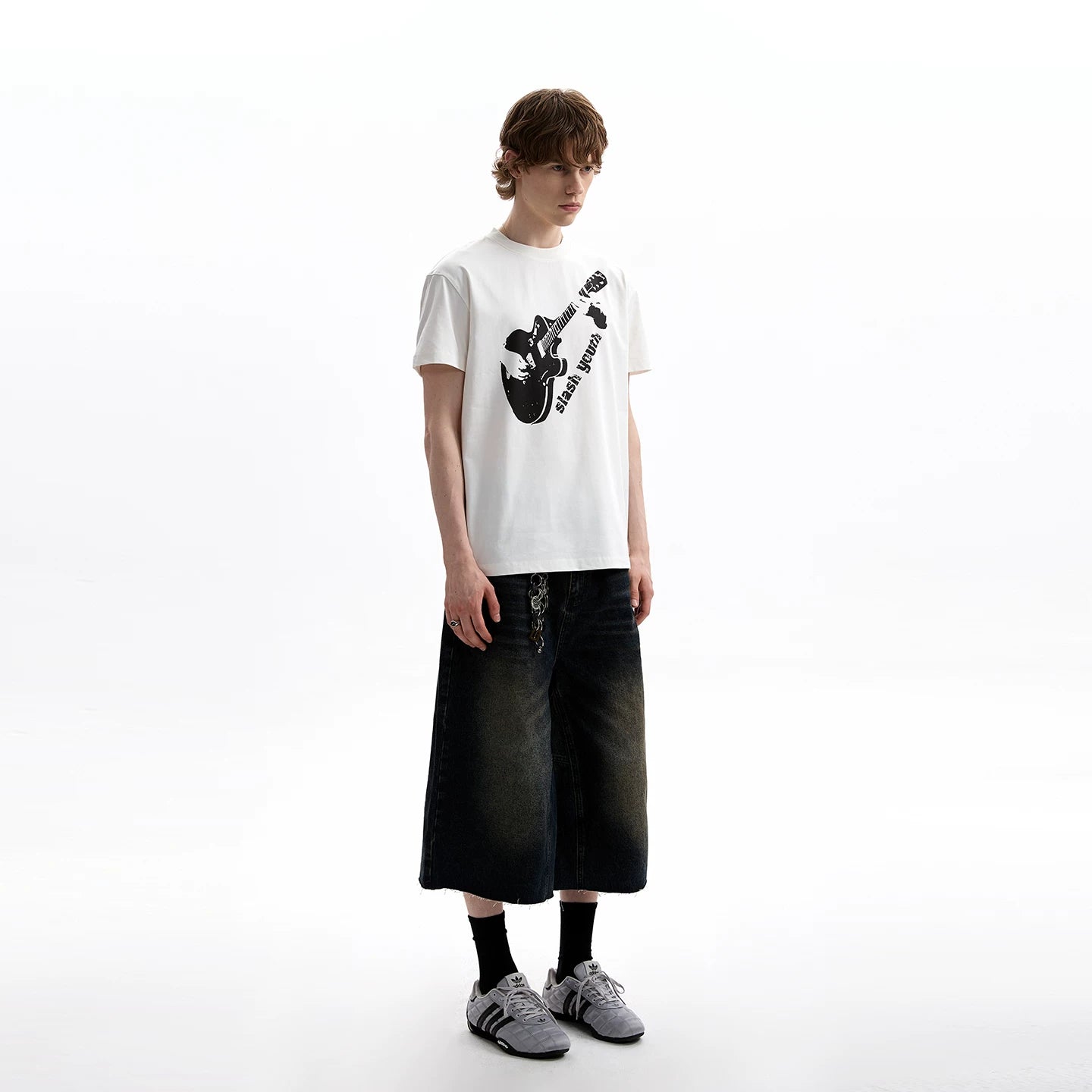 A PUEE American retro boxy version shoulder short sleeved T-shirt clean fit silhouette short versatile top summer