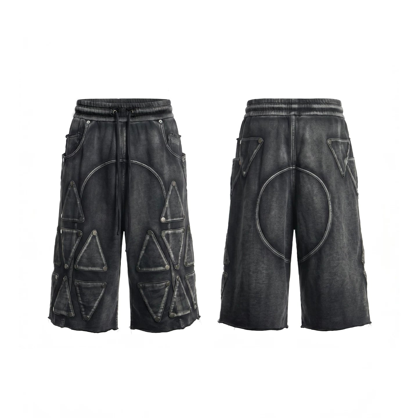 DND4DES American street design, casual, heavy-duty, washed and worn, loose knit cropped shorts
