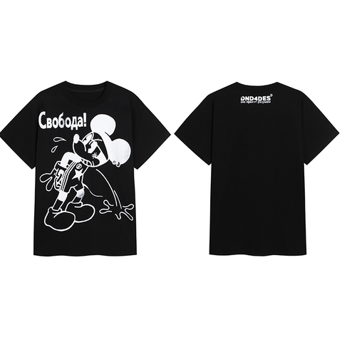 DND4DES American original cartoon anime hot stamping parody Mickey print short sleeved multi-color