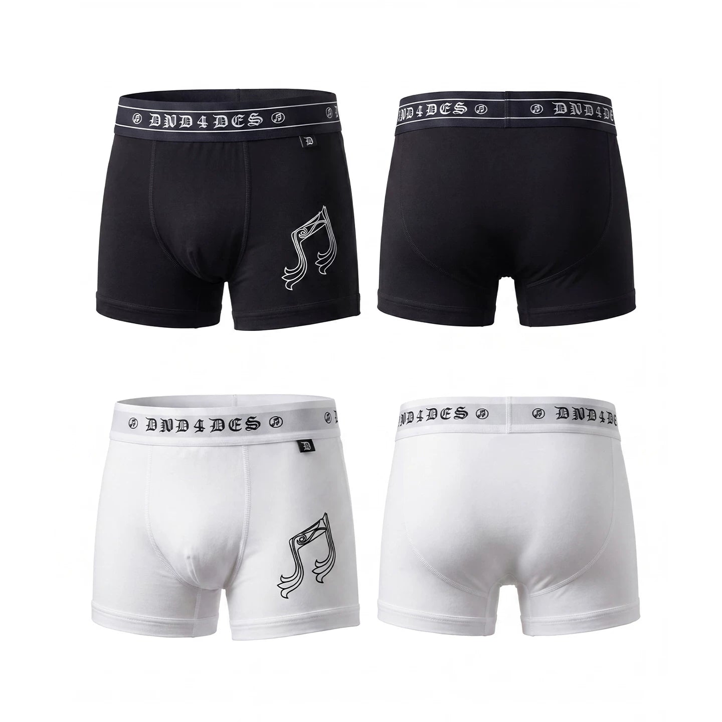 DND4DES Honeysuckle Pattern Note Printed Modal Quick Drying Breathable Antibacterial Ice Feel Flat Corner Underwear for Men and Women