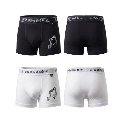 DND4DES Honeysuckle Pattern Note Printed Modal Quick Drying Breathable Antibacterial Ice Feel Flat Corner Underwear for Men and Women