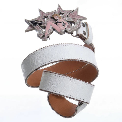 DND4DES American Retro Heavy Industry Head Leather Belt Starry Sky with Diamonds, Spicy Girl Hip Hop Belt