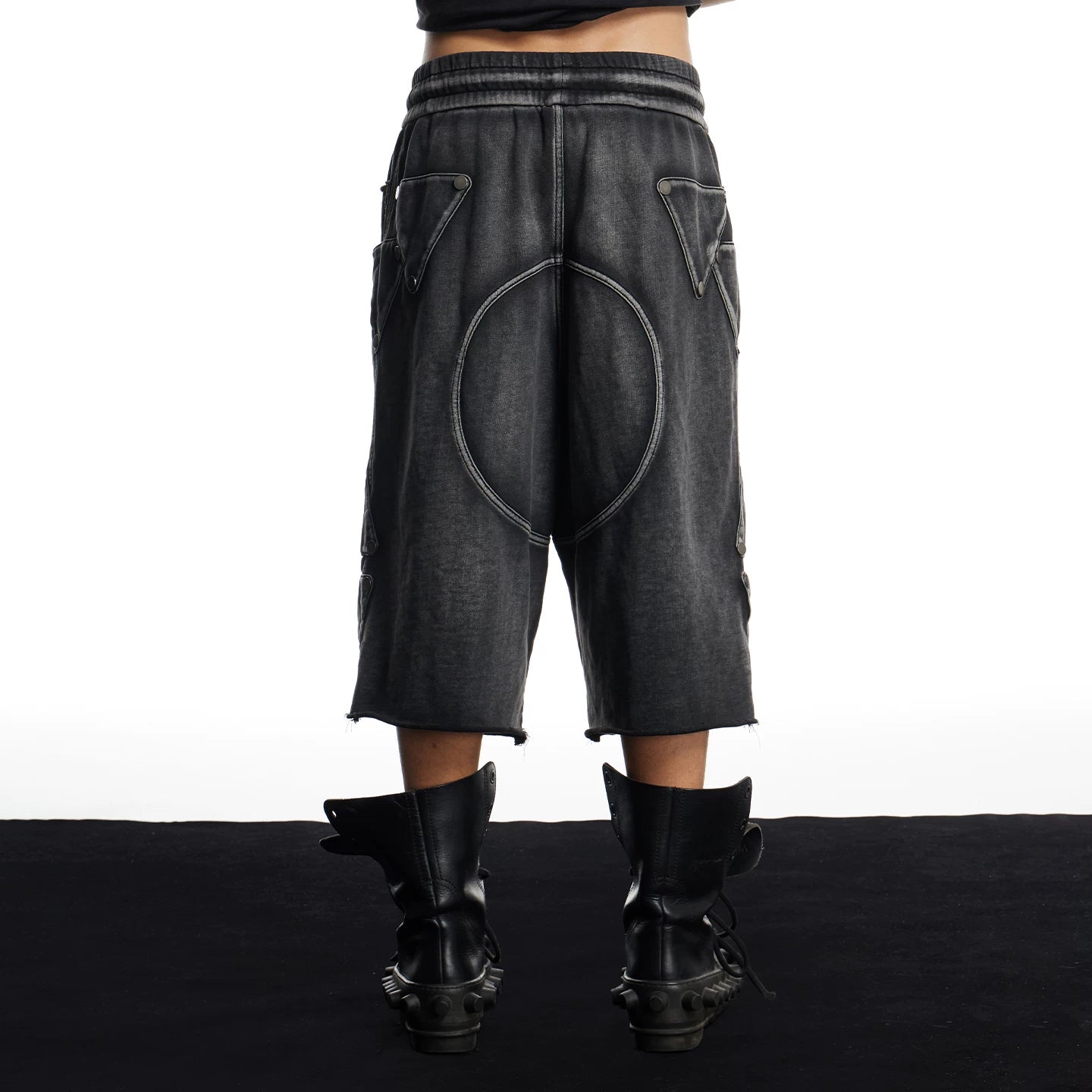 DND4DES American street design, casual, heavy-duty, washed and worn, loose knit cropped shorts