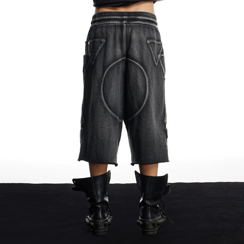 DND4DES American street design, casual, heavy-duty, washed and worn, loose knit cropped shorts