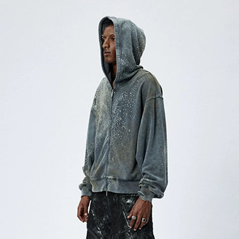 DND4DES American washed hooded sweatshirt, Wang Yiheng's same style, made of old mud dyed cotton loose jacket